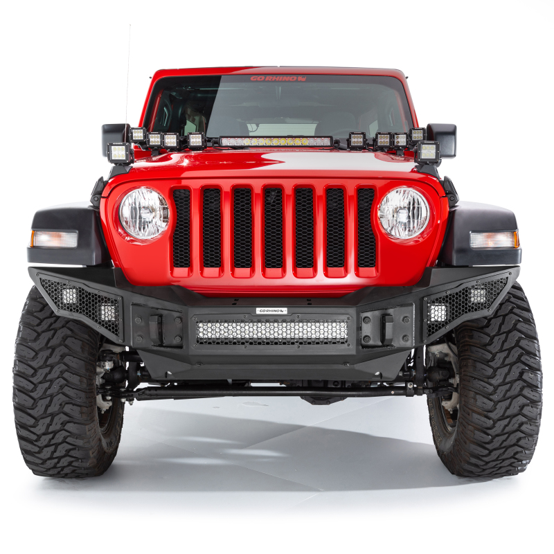 Jeep Wrangler Bumper - Front - Go Rhino - Rockline Full Width, Winch Ready - Textured Black - `07-`20